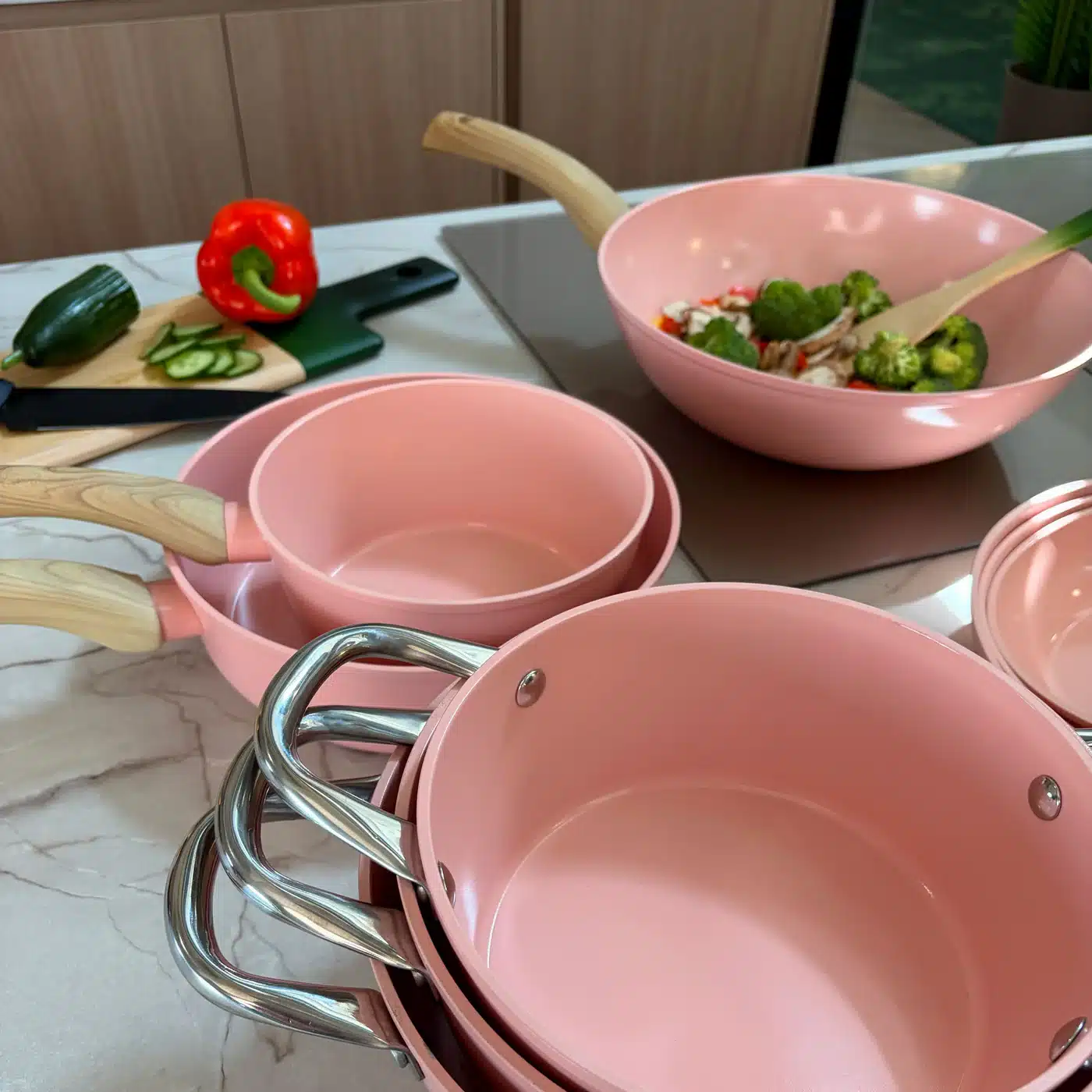 Cook&Pan 9 delige pannenset roze - Afbeelding 6