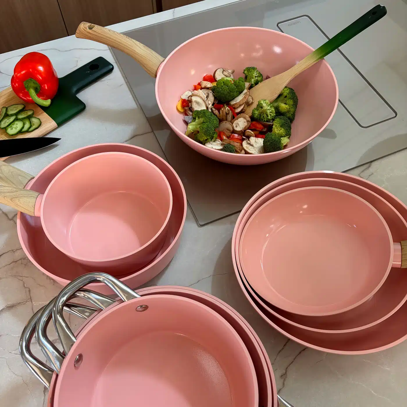 Cook&Pan 9 delige pannenset roze - Afbeelding 5