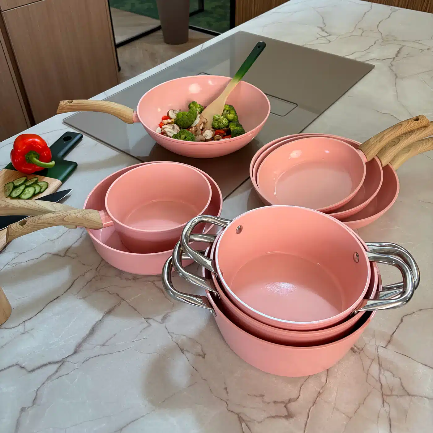 Cook&Pan 9 delige pannenset roze - Afbeelding 2