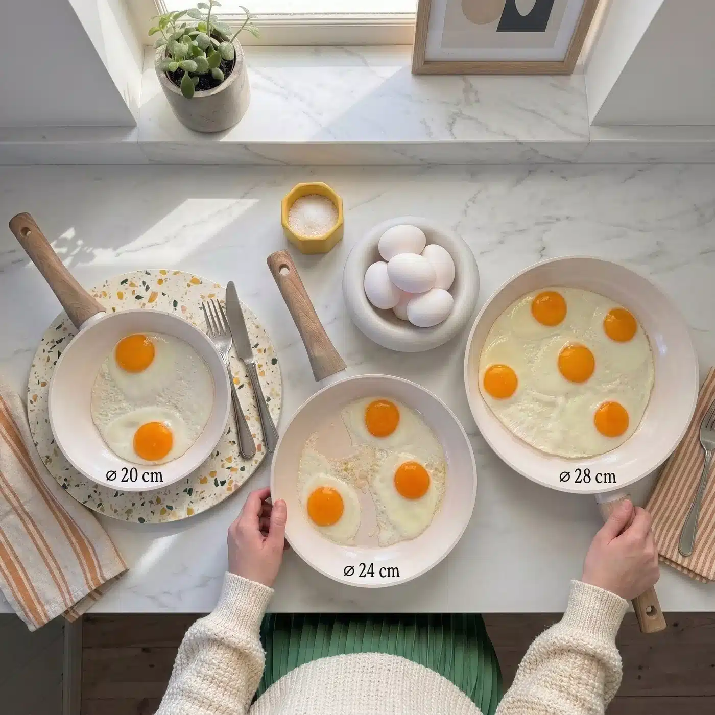 Cook&Pan 3 delige koekenpannenset Ivory - Afbeelding 3