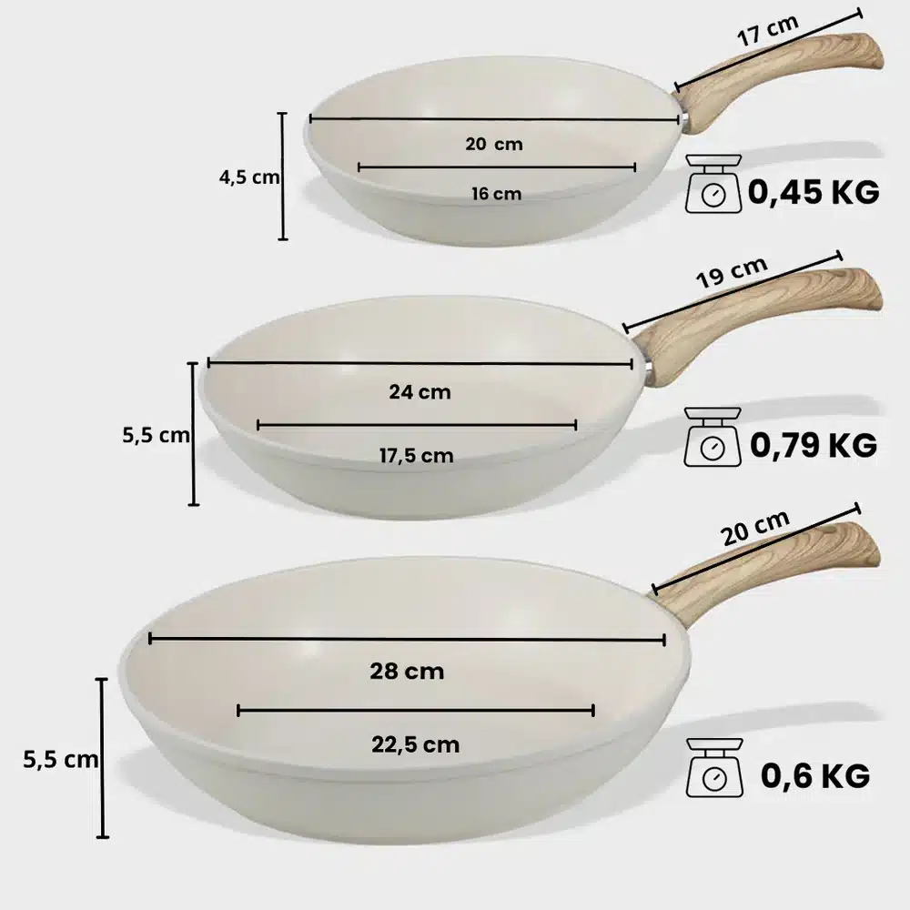 Cook&Pan 3 delige koekenpannenset Ivory - Afbeelding 2