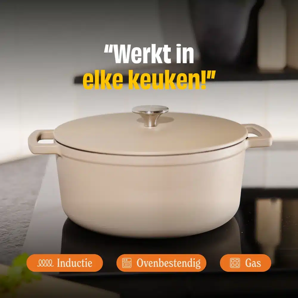 Cook&Pan gietijzeren braadpan 28cm taupe - Afbeelding 3